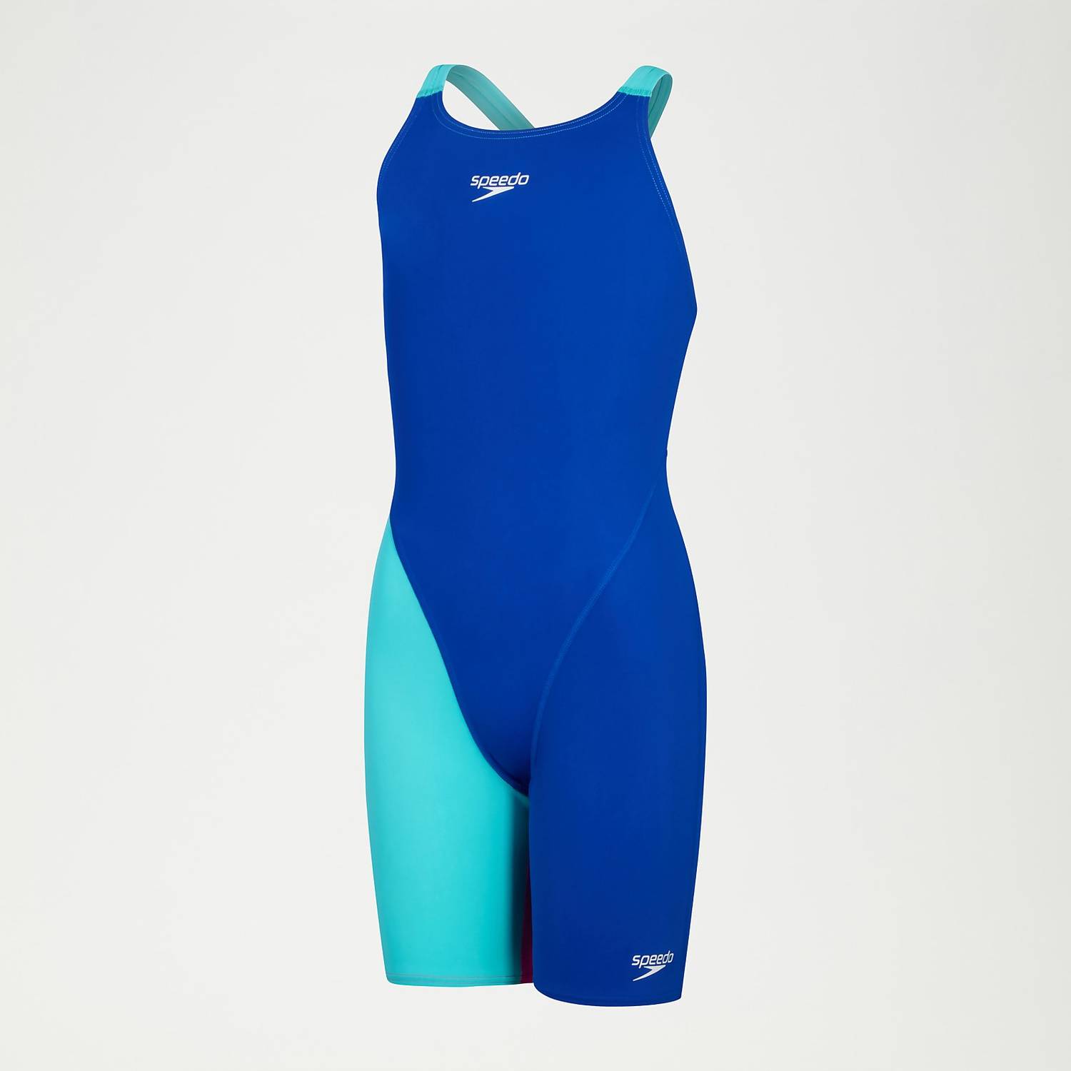 Dívčí Závodní Plavky Speedo Fastskin Endurance+ Openback Kneeskin - modrá/zelená/purpurová