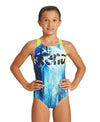 Dívčí jednodílné plavky G COMET modro-černé PRO BACK