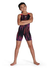 Dívčí Závodní Plavky Fastskin Openback Kneeskin - Black/Phoenix Red/Violet