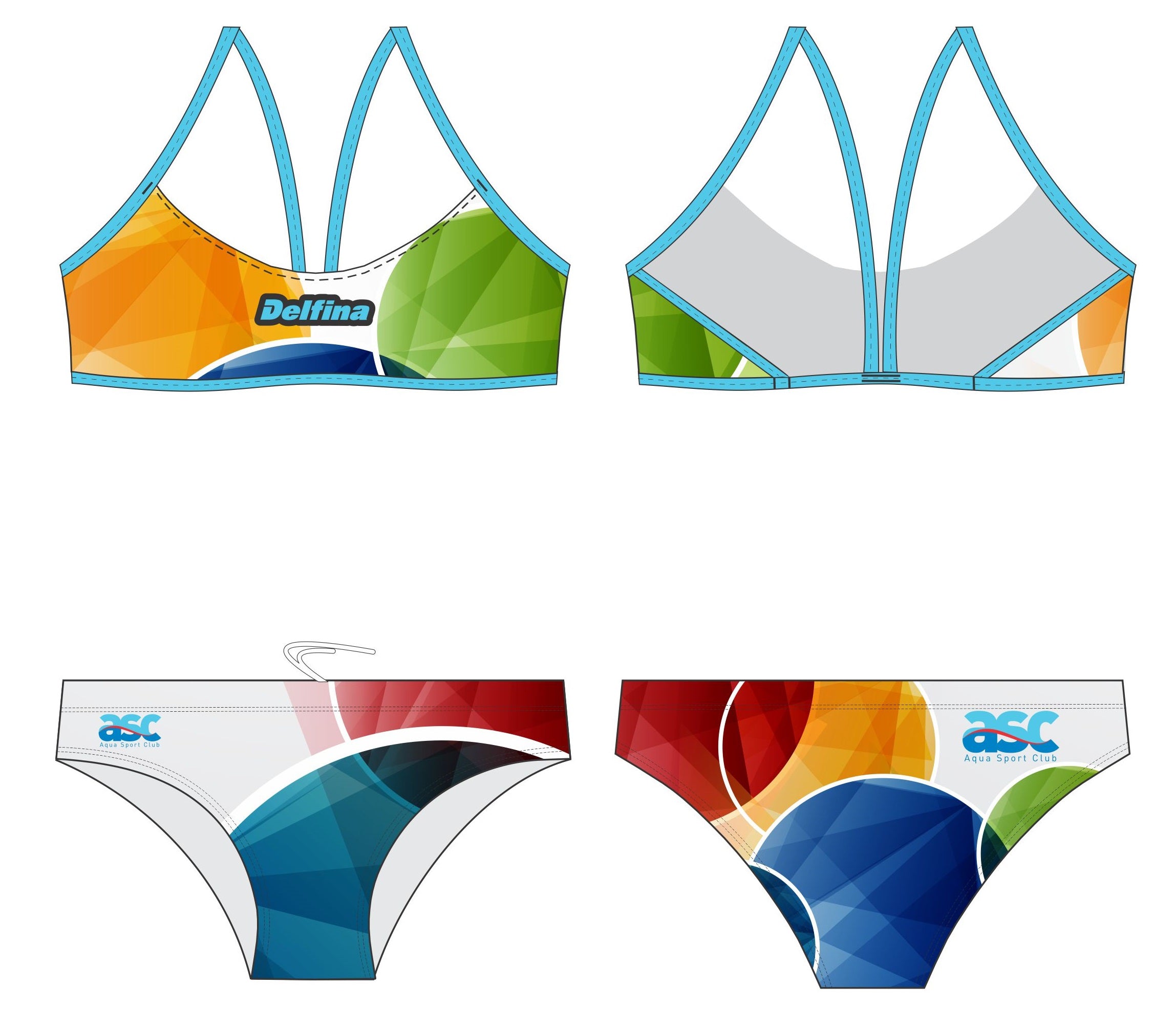 ASC tréninkové plavky dámské dvojdílné - úzká ramínka