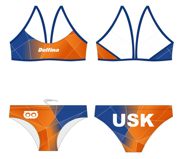 USK Praha tréninkové plavky dámské dvojdílné - úzká ramínka