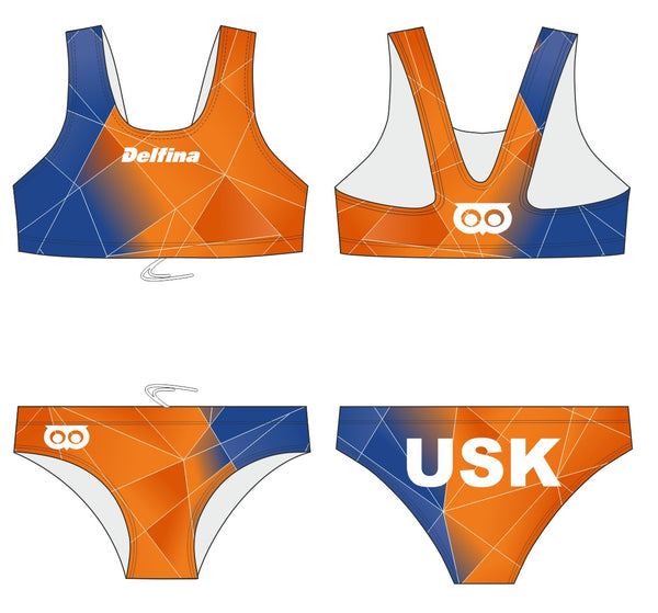 USK Praha tréninkové plavky dámské dvojdílné - široká ramínka